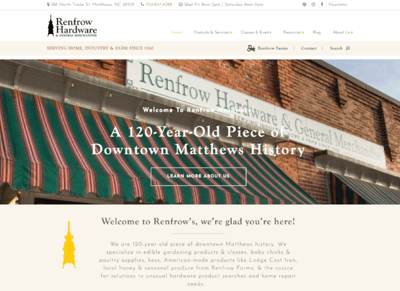 Renfrow Hardware store website design